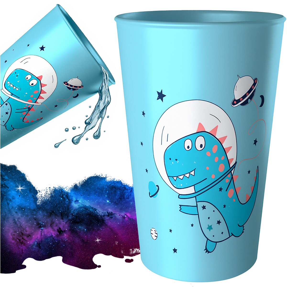 Kubek Dla Dziecka Dziecięcy 250 Ml Plastikowy Dino Niebieski