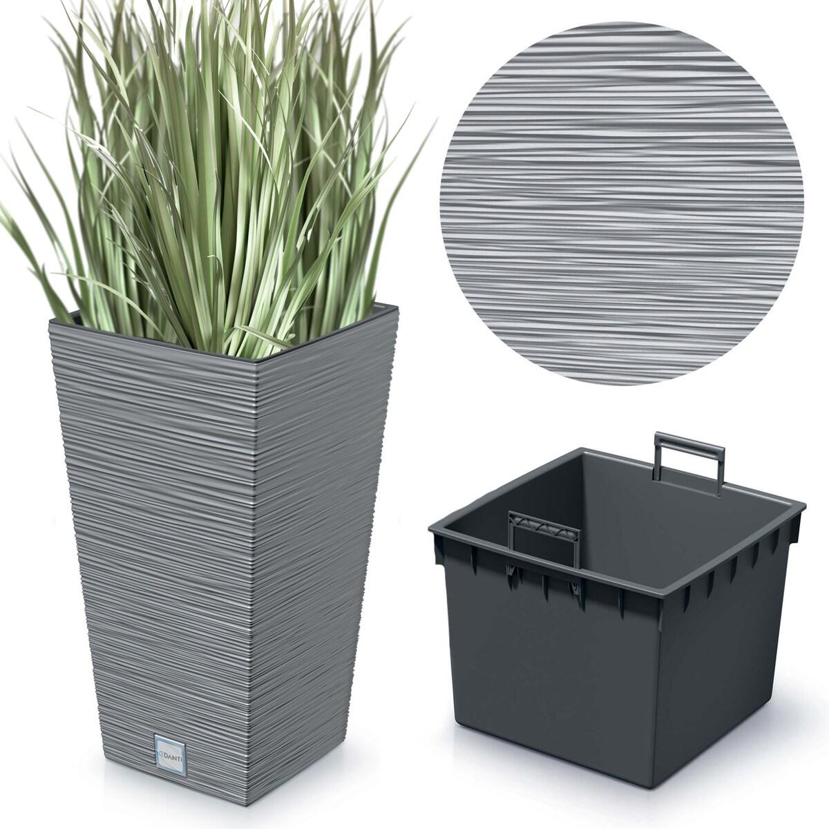 Doniczka Donica Ogrodowa 24 Cm Kwadratowa Na Taras Do Ogrodu Domu Szara