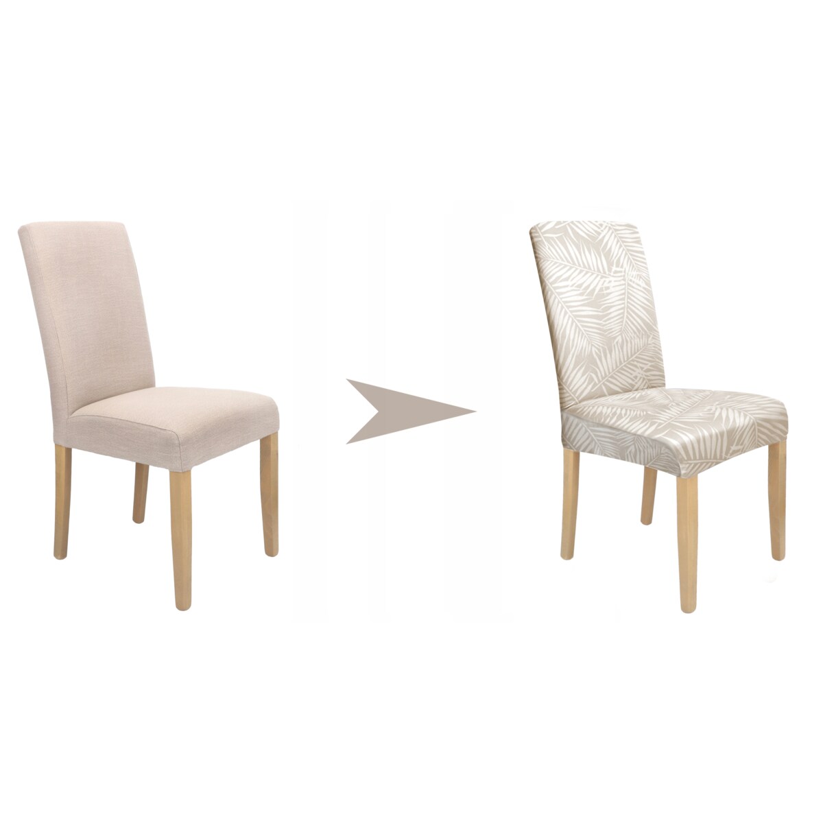 POKROWIEC NA KRZESŁO LIŚCIE PALMY SZARY BEŻ WZORY [21ZA]