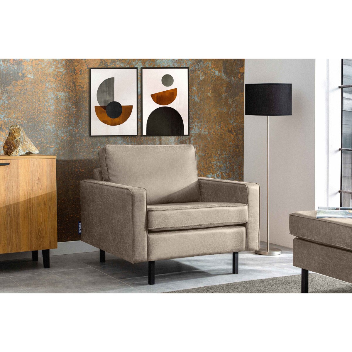 KONSIMO INVIA Fotel w stylu loftowym - kolor szary