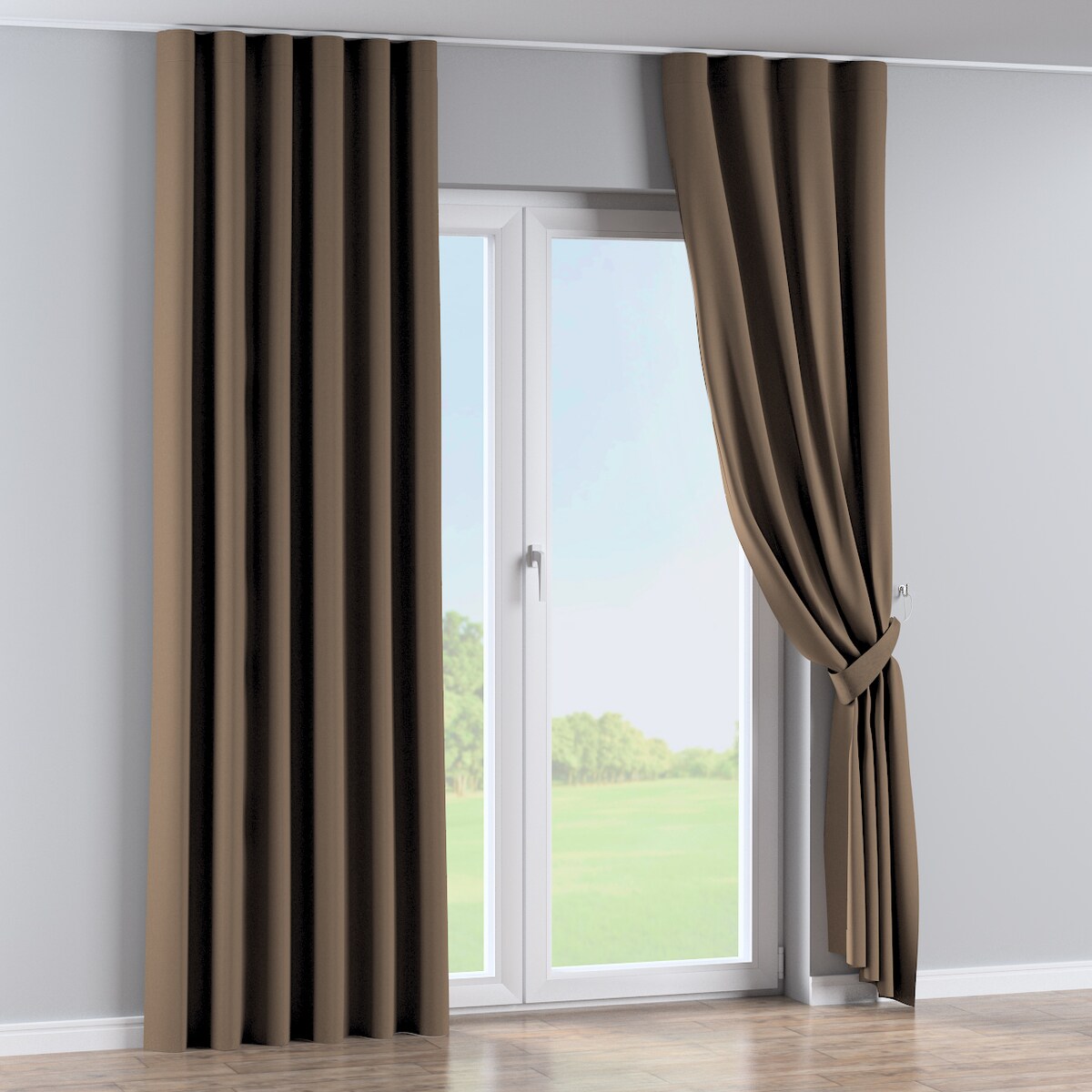 Zasłona na taśmie wave 130x260 brązowy, tył brązowy