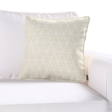Poszewka Gabi na poduszkę 60x60 trójkąty na beżowo-lnianym tle