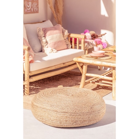 Pufa poducha na podłogę z juty hand-made Ø80 cm