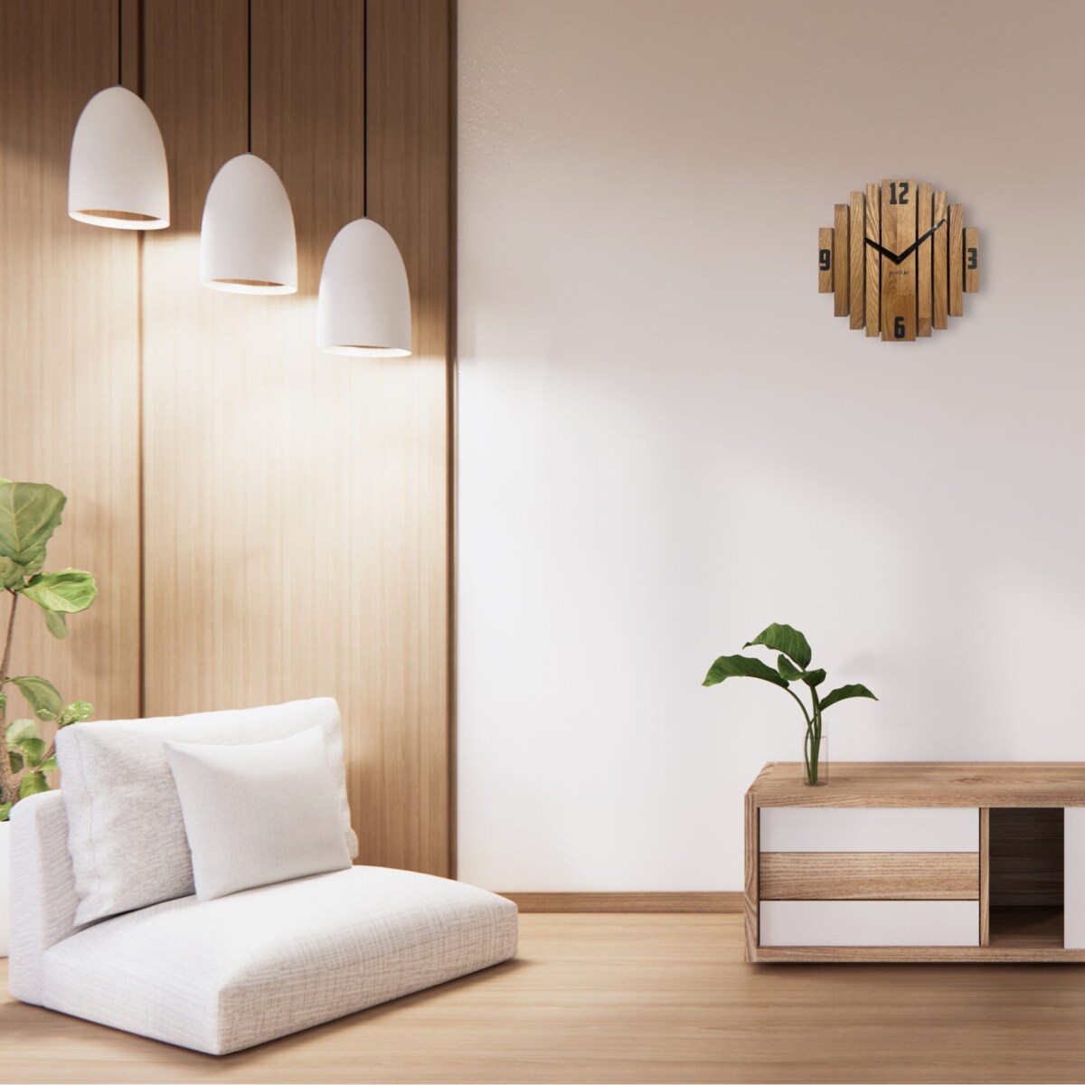 Zegar ścienny drewniany Symetria 30cm dębowy