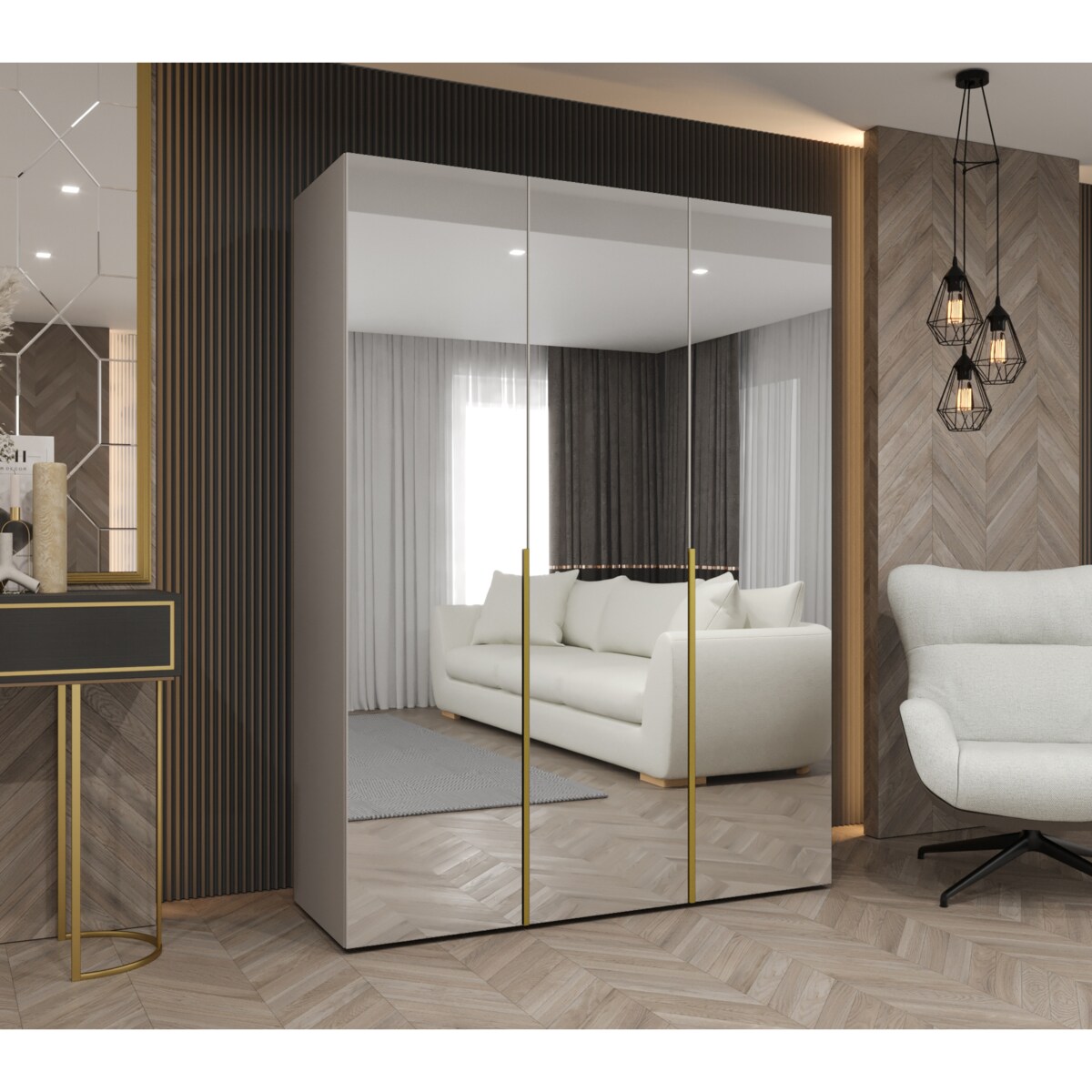 Szafa uchylna otwierana ALICANTE 3 150 wys. 202 cm Kaszmir + u. Złoty