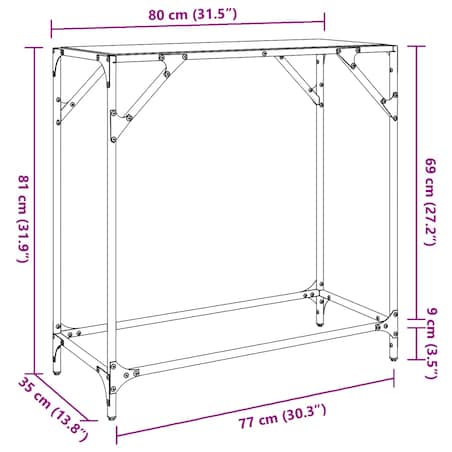 vidaXL Stolik kawowy z czarnym, szklanym blatem, 80x35x81 cm, stal
