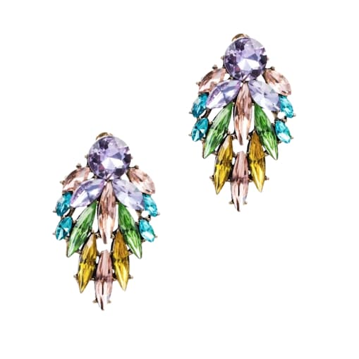 Kolczyki złote fioletowe kolorowe zielone sztyfty cyrkoniowe wizytowe