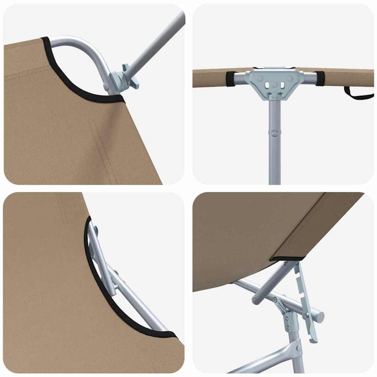 vidaXL Leżak 2-osoba 2 pcs Ciemnoszary 58 x 188 x 77cm tkanina