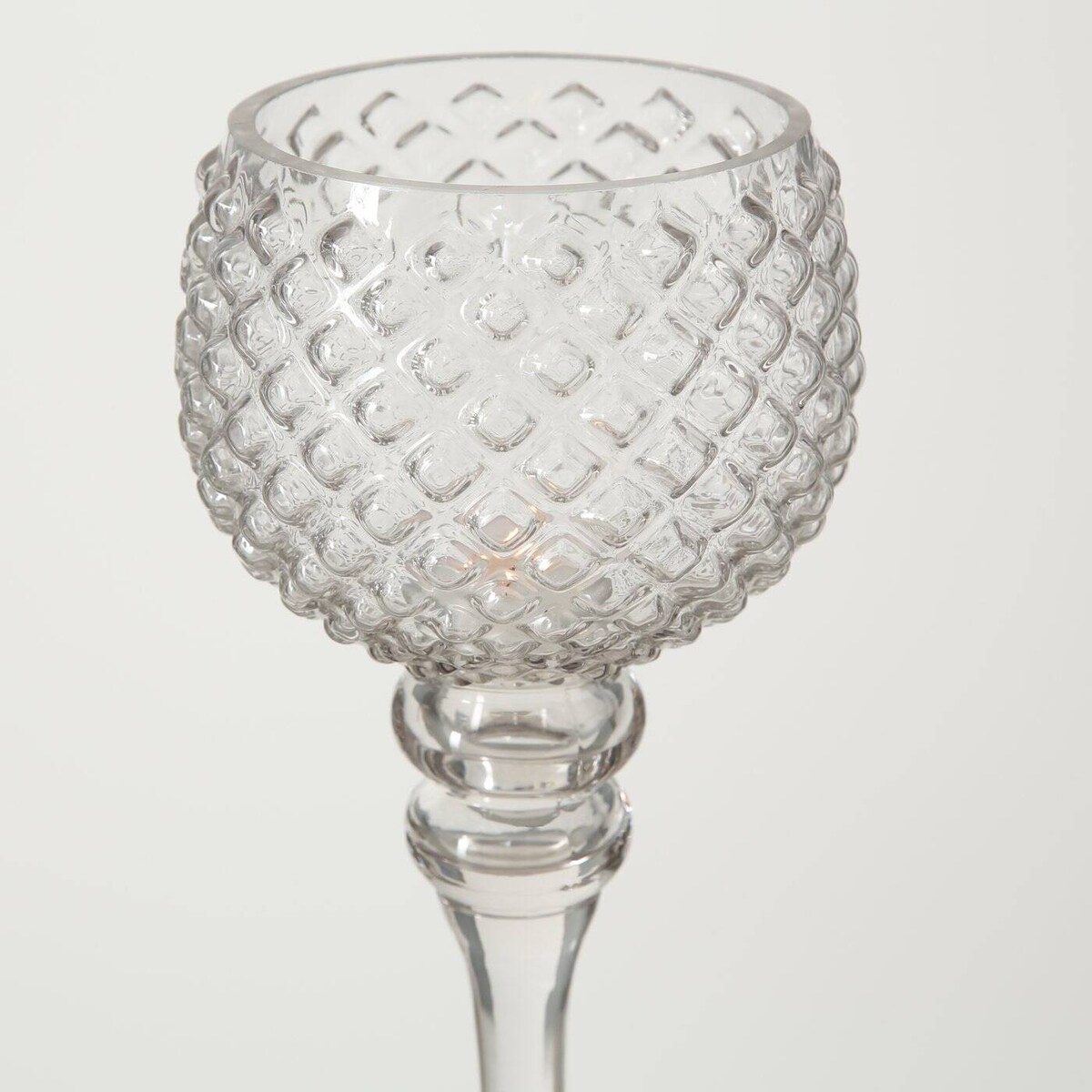 Szklane świeczniki, wysokie kielichy MANOU, 3 sztuki