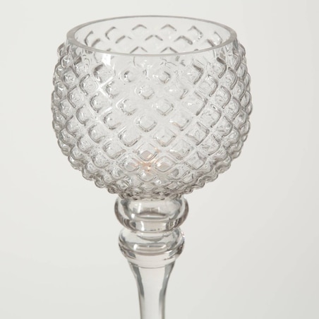 Szklane świeczniki, wysokie kielichy MANOU, 3 sztuki