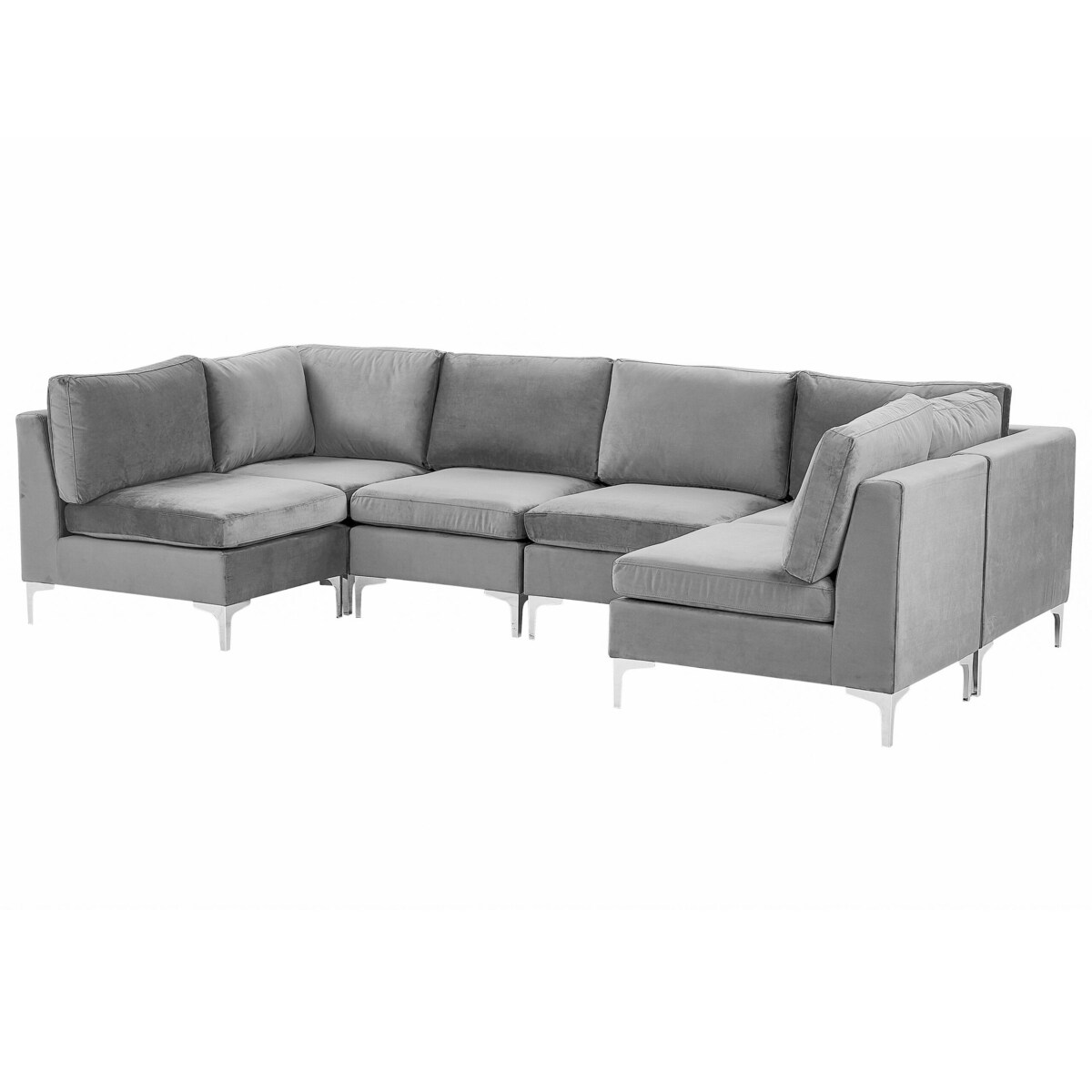 Sofa modułowa 6-osobowa welurowa szara EVJA