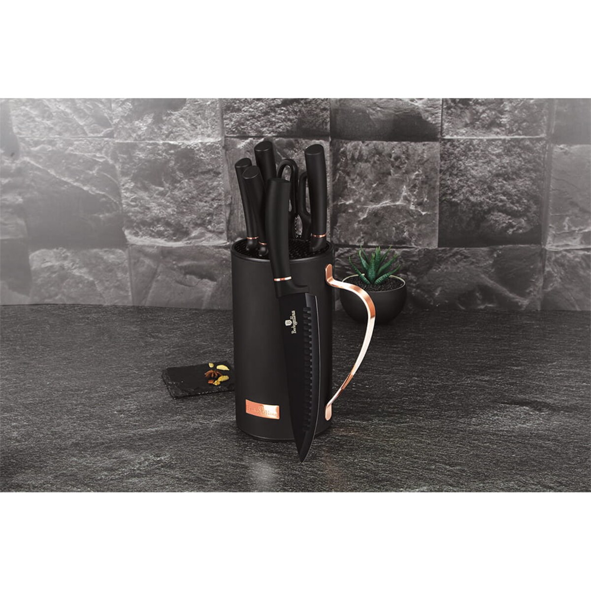 Zestaw noży w bloku 7 elementów Black Rose Berlinger Haus BH-2481 Czarny