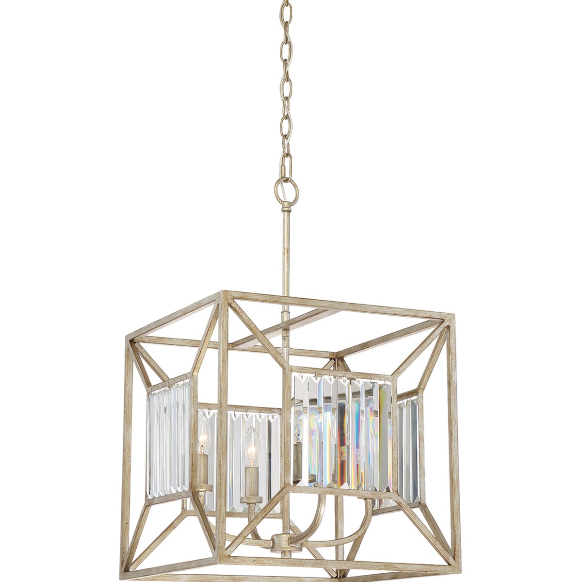 Eklektyczna LAMPA wisząca QZ-LAKESIDE4-P-B Elstead QUOIZEL metalowa OPRAWA zwis klatka na łańcuchu złoty przezroczysty