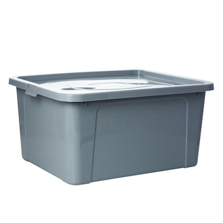 Pojemnik Plastikowy Z Pokrywą Duży Zamykany Pudełko Box Szary 20L