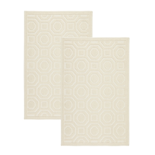 Komplet 2 szt Dywanik bawełniany 50x80 cm Lino antypoślizgowy egipski do prania pokoju łazienki zestaw Geometryczny beżowy