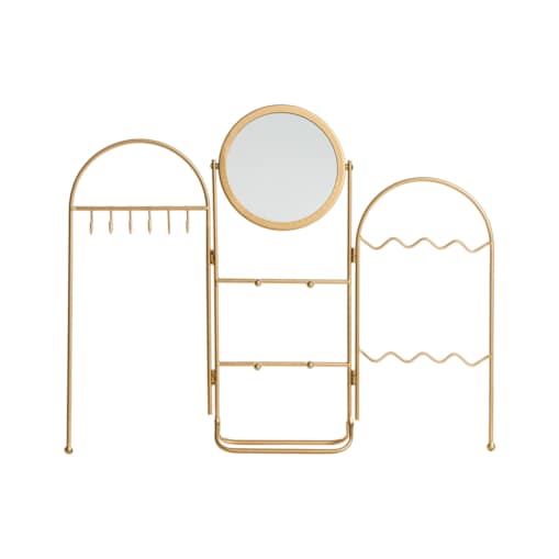 Stojak na biżuterię z lusterkiem PIROU Złoty