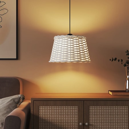 vidaXL Klosz lampy wiszącej, biały, Ø38x23 cm, wiklina