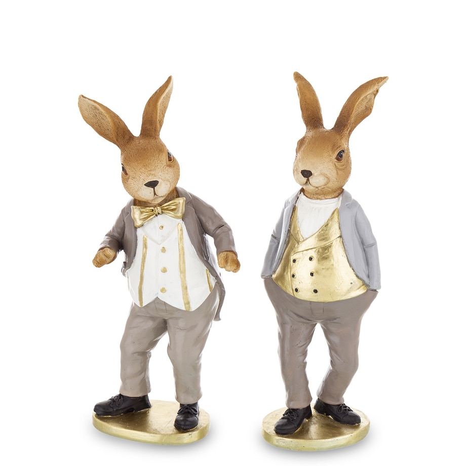 Dekoracja - dwójka królików w garniturkach - II 23x9x8 cm