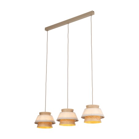 Lampa Wisząca Belka Tk Lighting Kalum Len Fornir 3Xe27 Skandynawski, Boho, Japandi