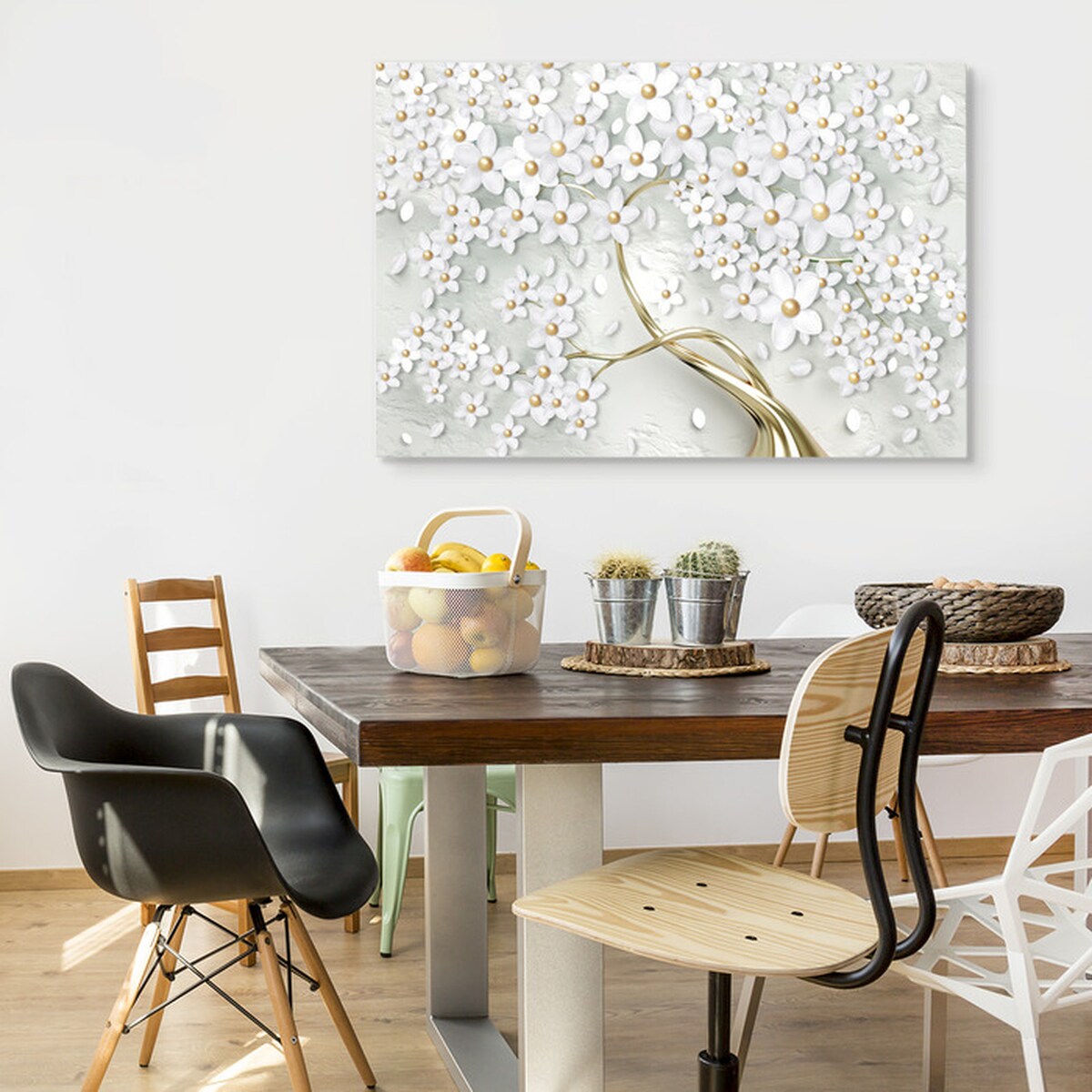 Obraz CANVAS Do Salonu Drzewo KWIATY 3D 120x80cm