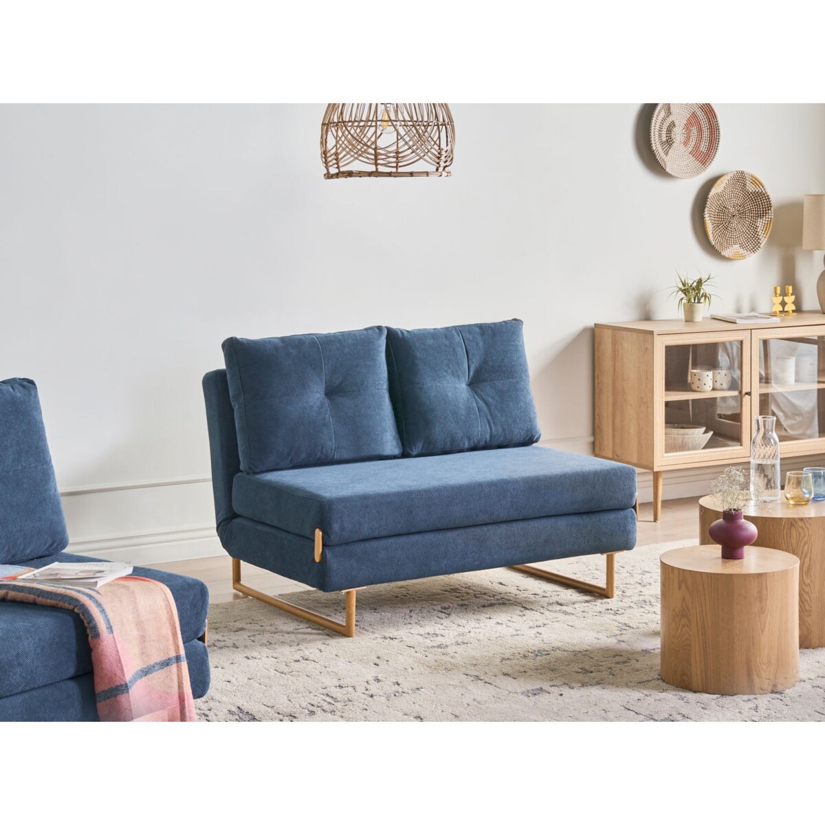 Sofa rozkładana dla 2 osób JERSLEV Niebieski