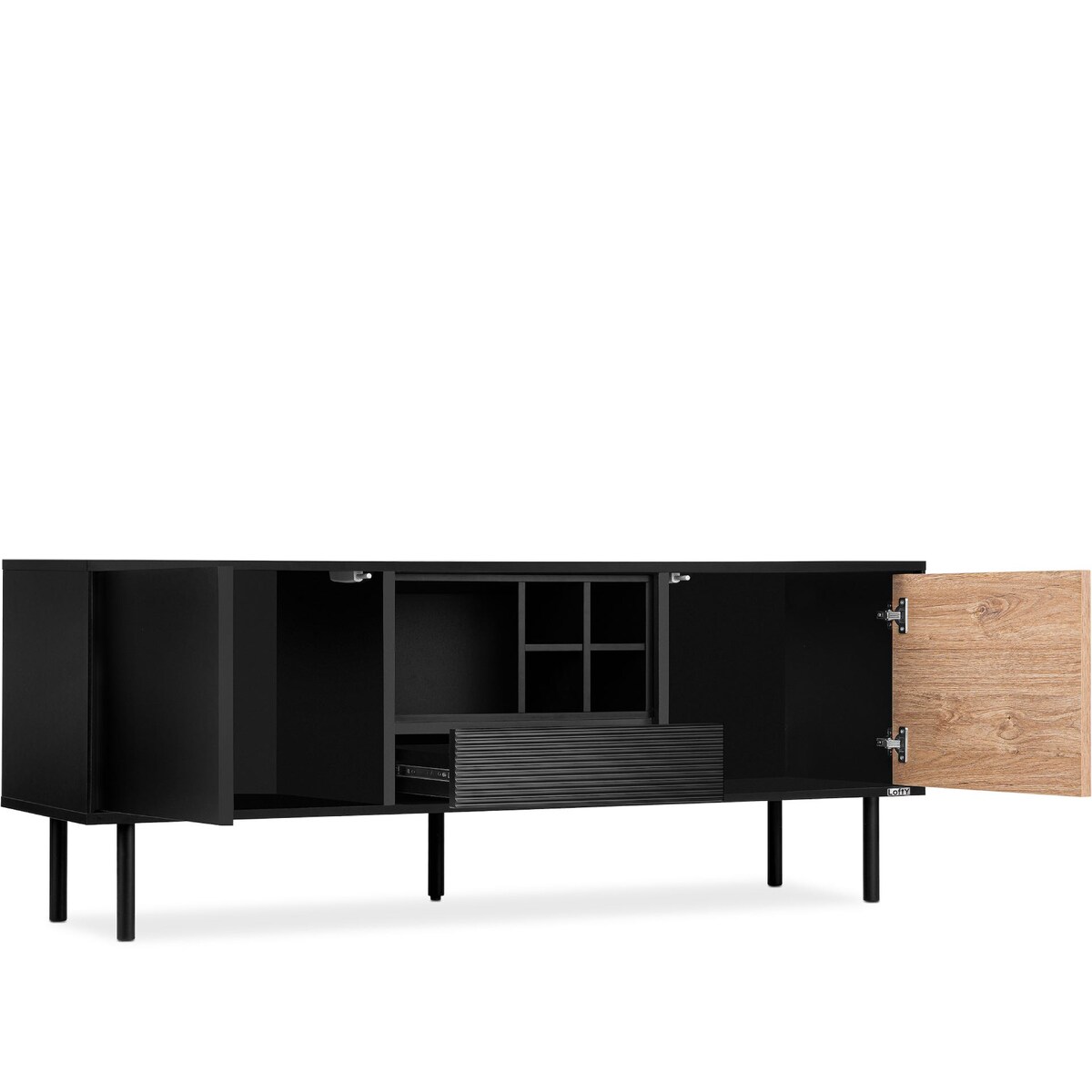 KONSIMO LOFTY Szafka RTV w stylu loft na wysokich drewnianych nóżkach