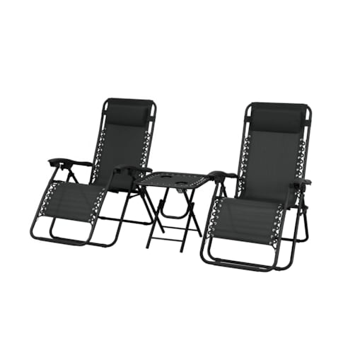 Zestaw leżakow delux czarnych ogrodowych ze stolikiem