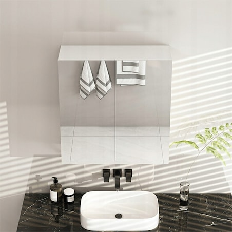 Wisząca szafka do łazienki z lustrem biała mdf nowoczesny design