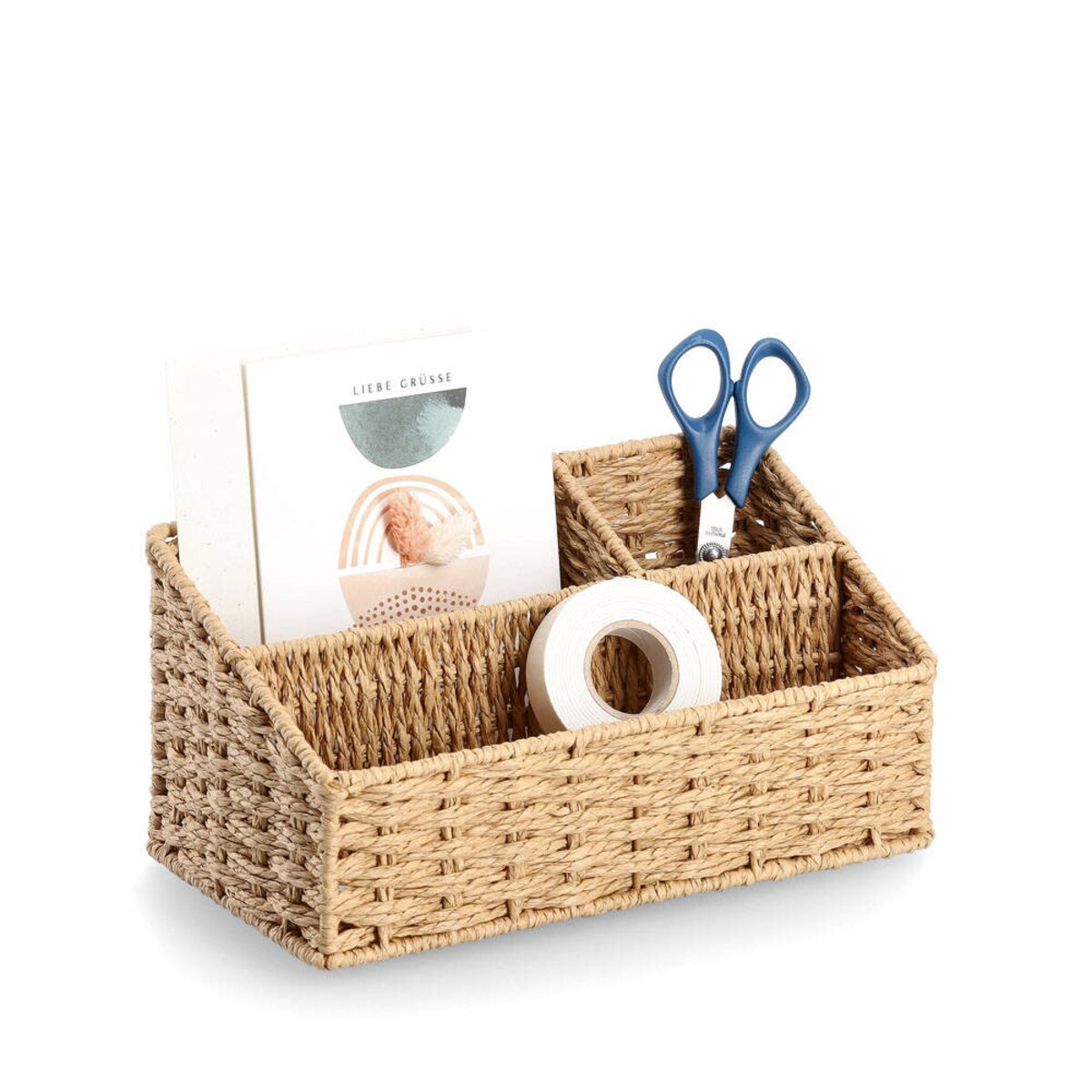 Organizer biurowy z przegródkami z papierowej plecionki