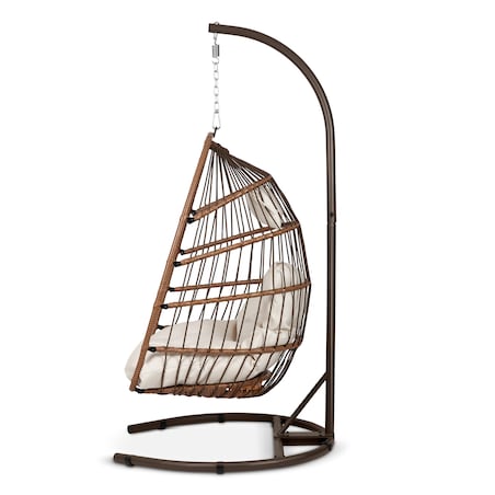 Fotel ogrodowy wiszący huśtawka kosz składany Sofotel Luisiana brązowy
