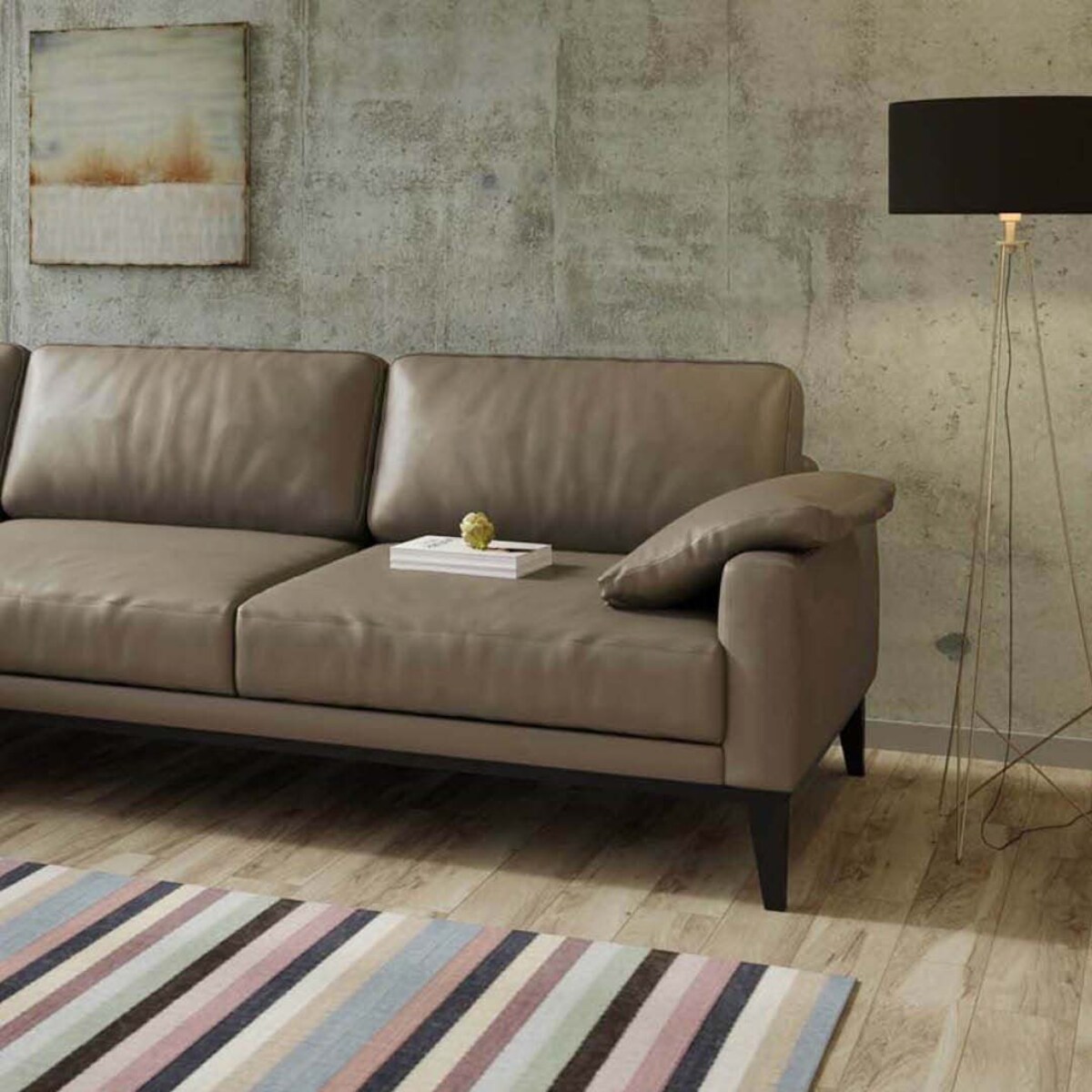 Sofa narożna Musso szara z pikowanym siedziskiem