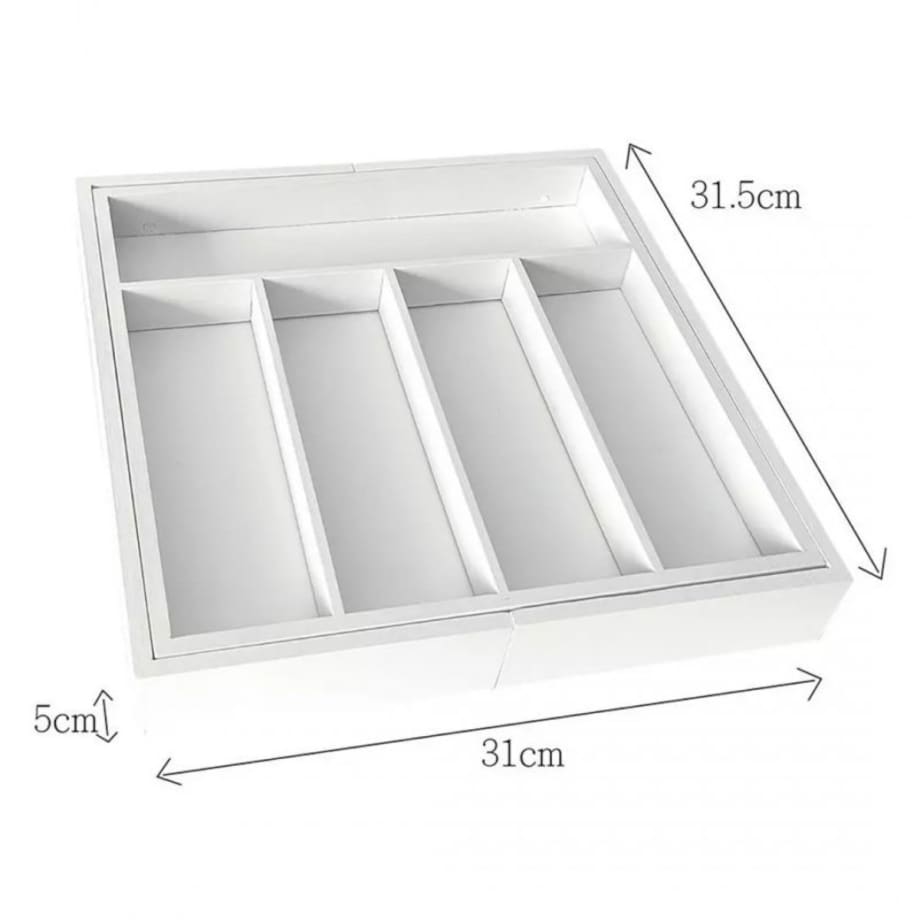 Wkład organizer do szuflady na sztućce rozsuwany 52/31x31cm biały KINGHOFF
