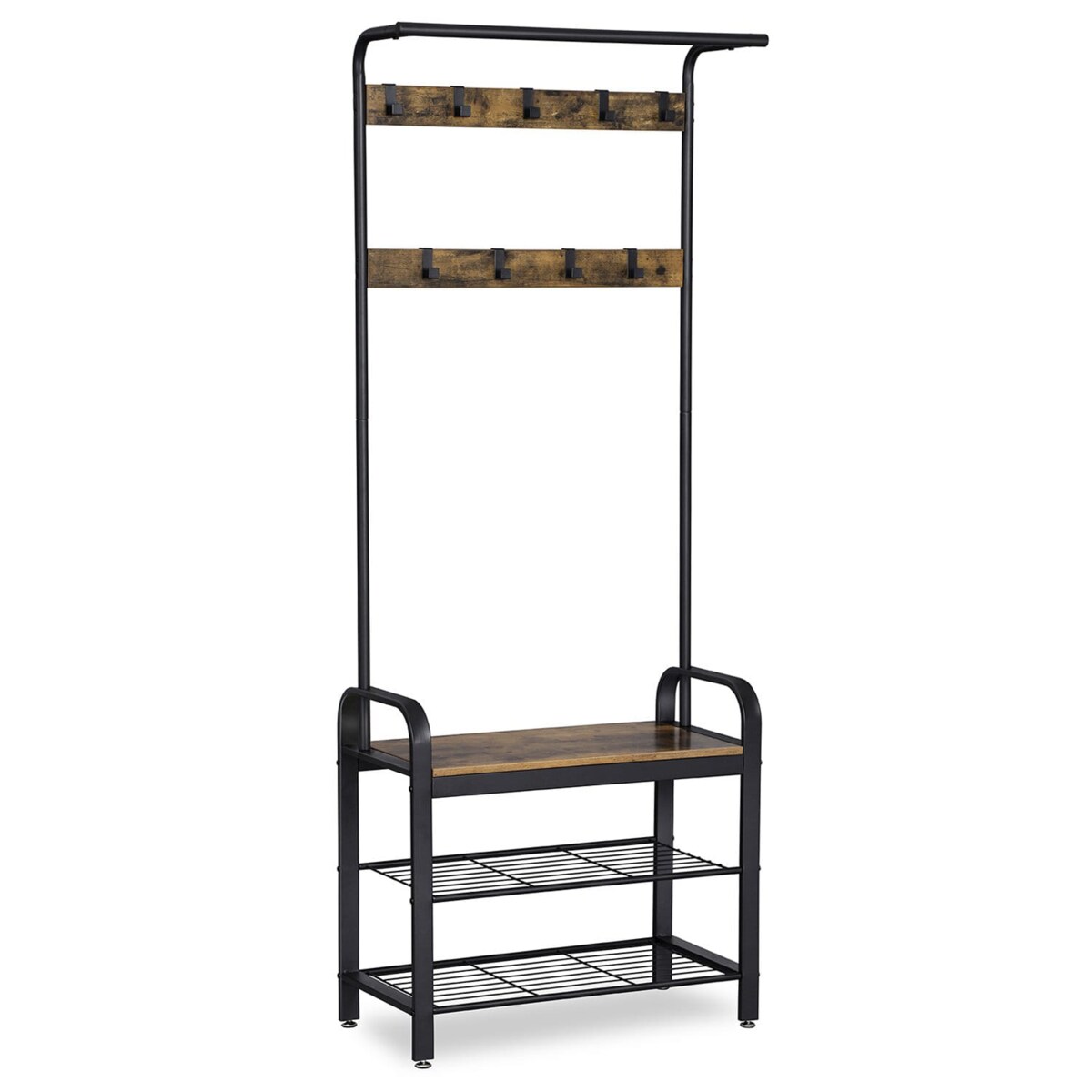 Wieszak Stojak Na Ubrania 72X33,7X183 Cm Rustykalny Brąz, Czarny