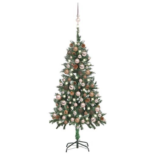 vidaXL Sztuczna choinka z lampkami, bombkami i szyszkami, 150 cm