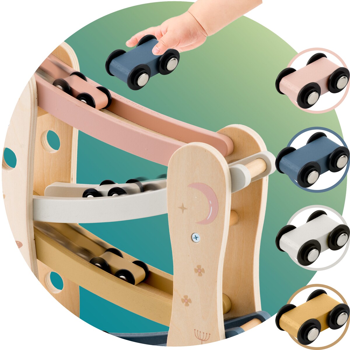 Zabawka drewniana zjeżdżalnia tor samochodowy autka Nukido