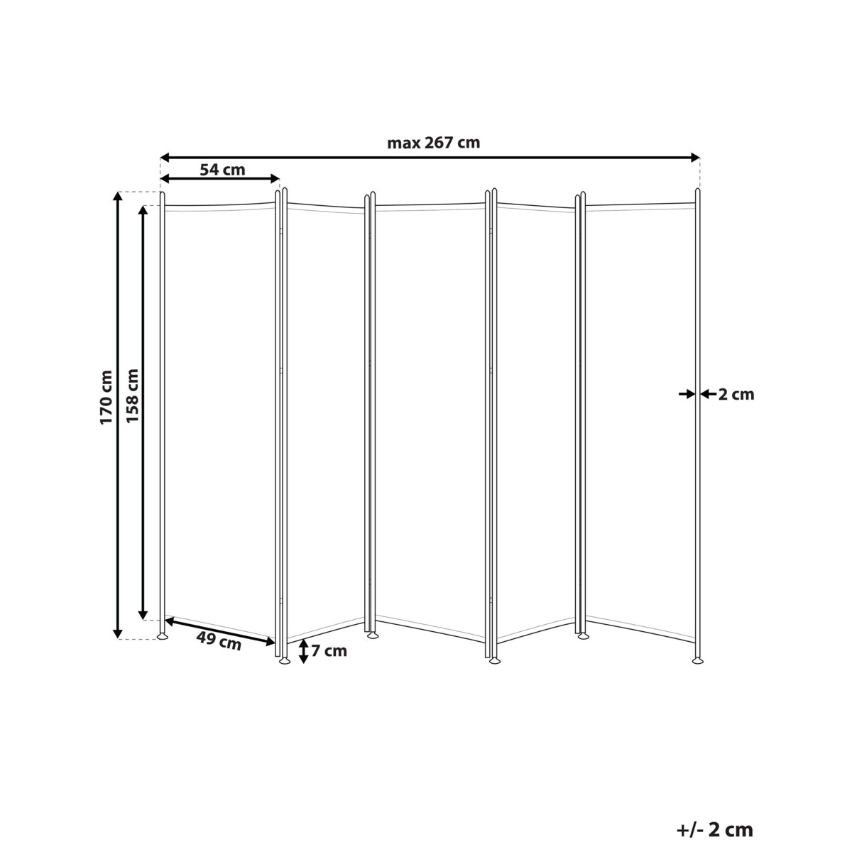 5-panelowy składany parawan pokojowy 270 x 170 cm czarny NARNI