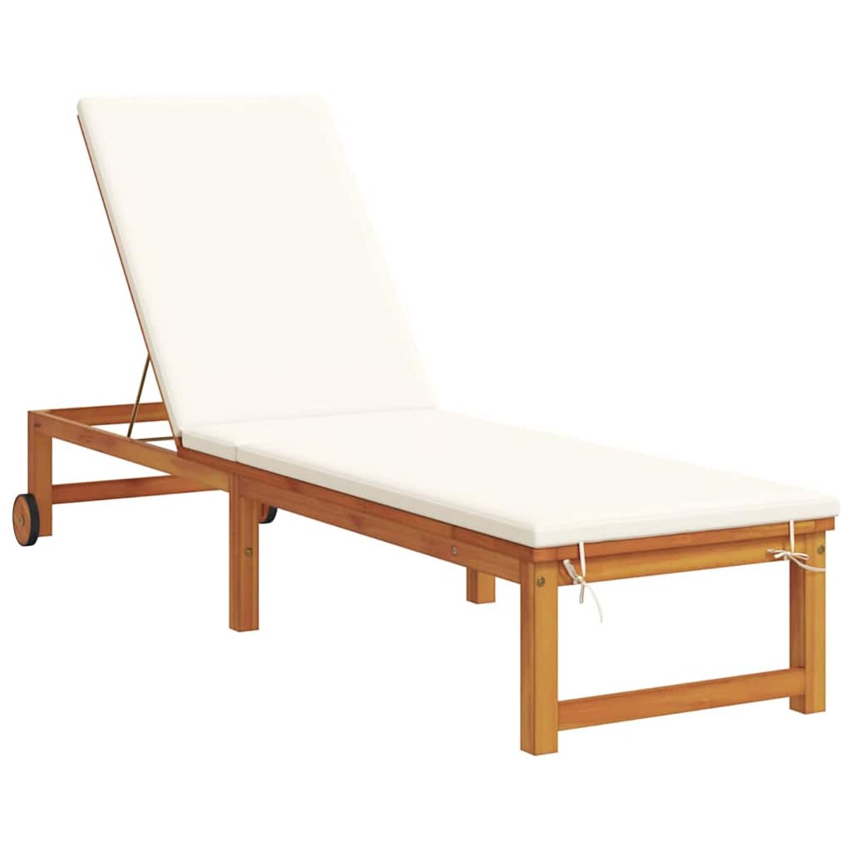 vidaXL Leżak z poduszką Brązowy 53 x 202 x 89cm Lite drewno akacjowe