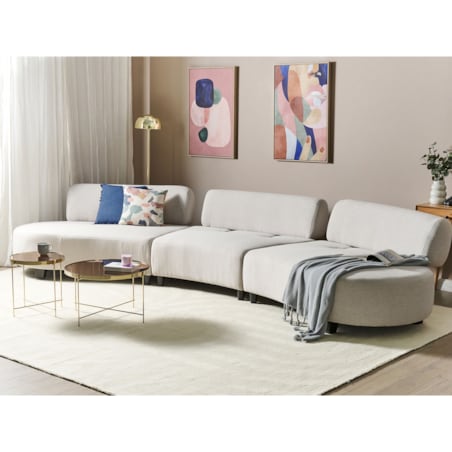 Sofa półokrągła 6-osobowa lniana szara SOLBERG