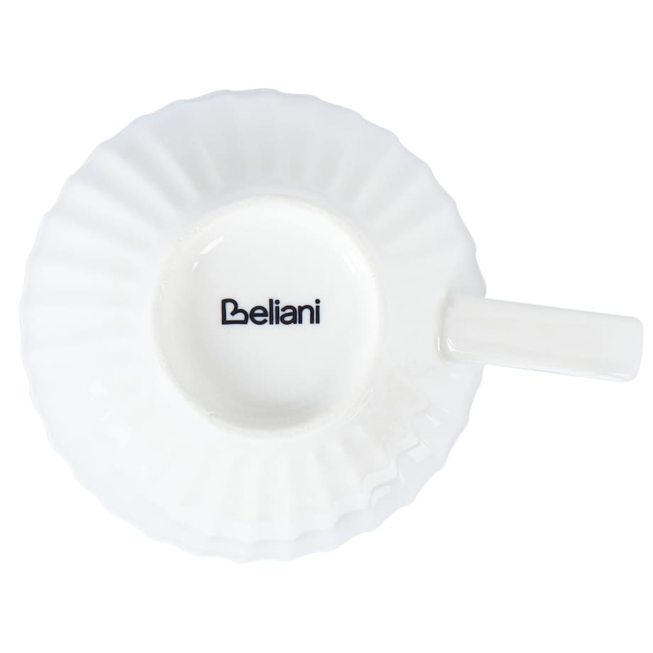 Zestaw 4 filiżanek ze spodkami COWSLIP Porcelana Biały