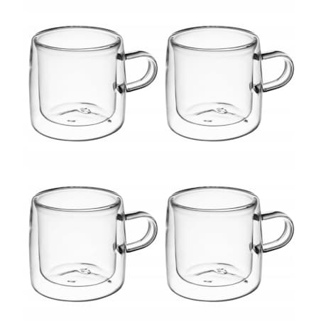 SZKLANKI KUBEK DUO TERMICZNE SZKŁO 4 x 270 ml podwójna ścianka na kawę