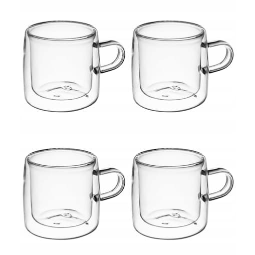 SZKLANKI KUBEK DUO TERMICZNE SZKŁO 4 x 270 ml podwójna ścianka na kawę
