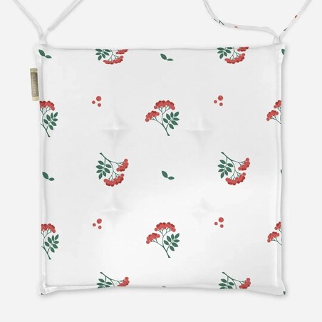 Poduszka świąteczna na krzesło - jarzębinowe gałązki