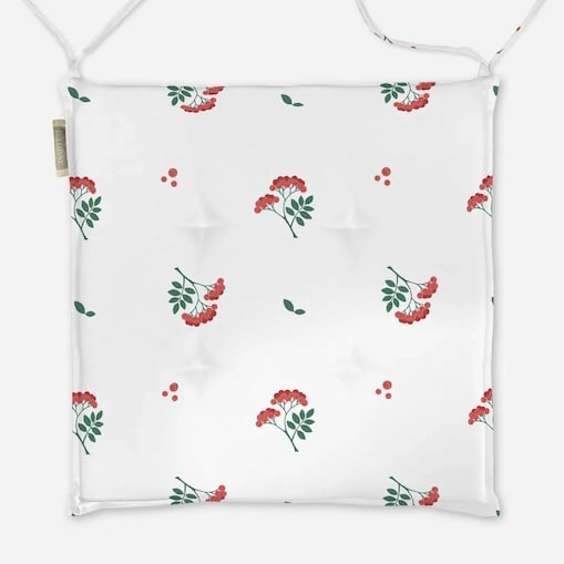 Poduszka świąteczna na krzesło - jarzębinowe gałązki