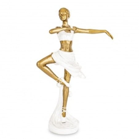 Dekoracja - złota baletnica 26x16x6 cm BALERINA-2 w białej sukience