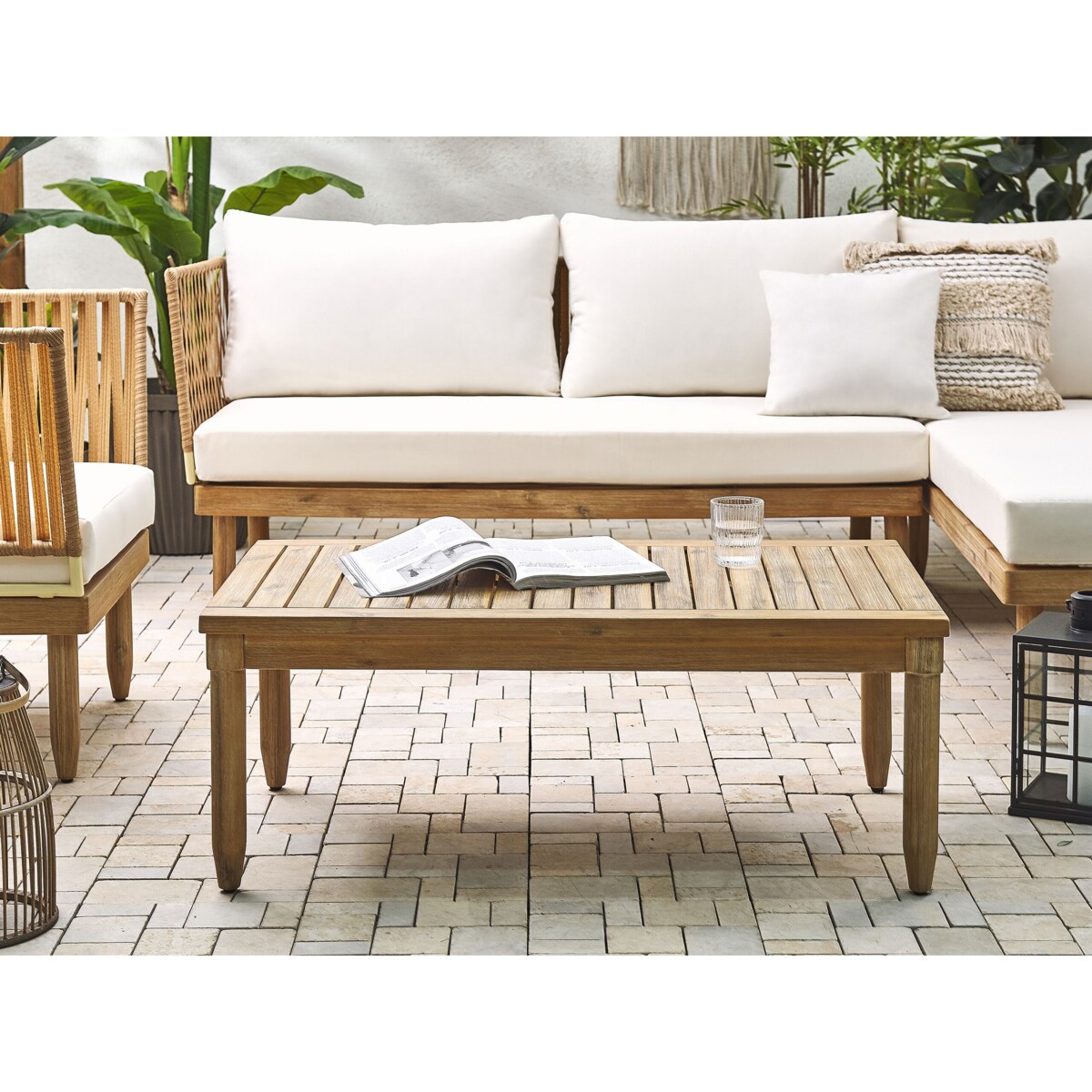 Zestaw ogrodowy drewno akacjowe 5-osobowy jasny CREMONA