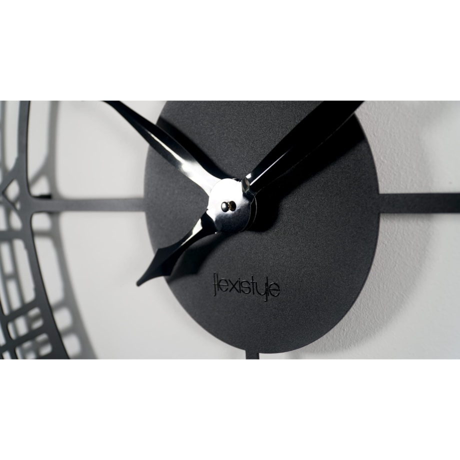 Duży metalowy zegar ścienny czarny 80cm