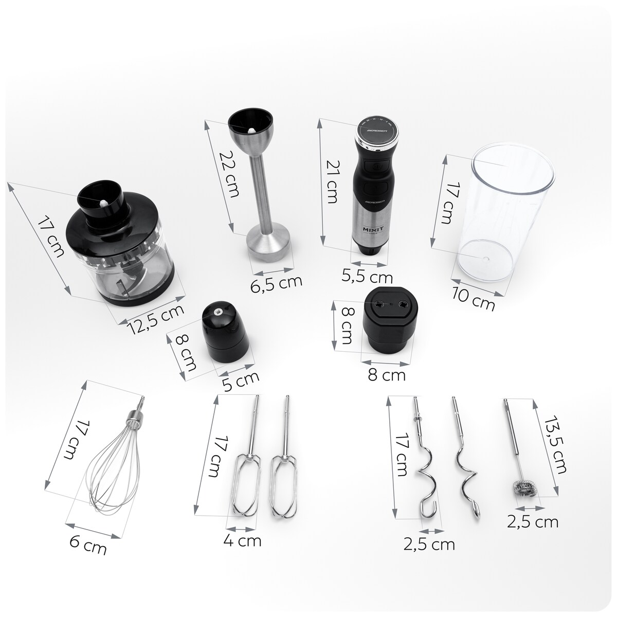 Blender ręczny 1500W czarny Berdsen tytanowe ostrza wielofunkcyjny 5w1