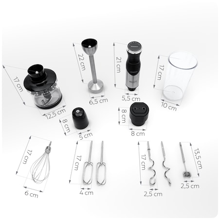 Blender ręczny 1500W czarny Berdsen tytanowe ostrza wielofunkcyjny 5w1