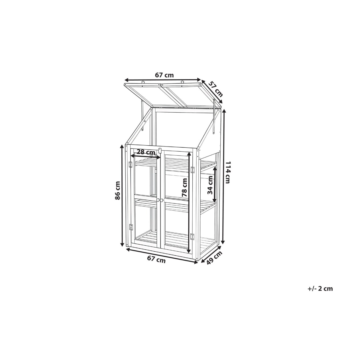 Szklarnia balkonowa VOLVERA Drewno jodłowe Jasnobrązowy 49 cm