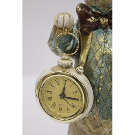 Dekoracja - królik 33x10x10,5 cm CONIGLIO w meloniku, z zegarkiem